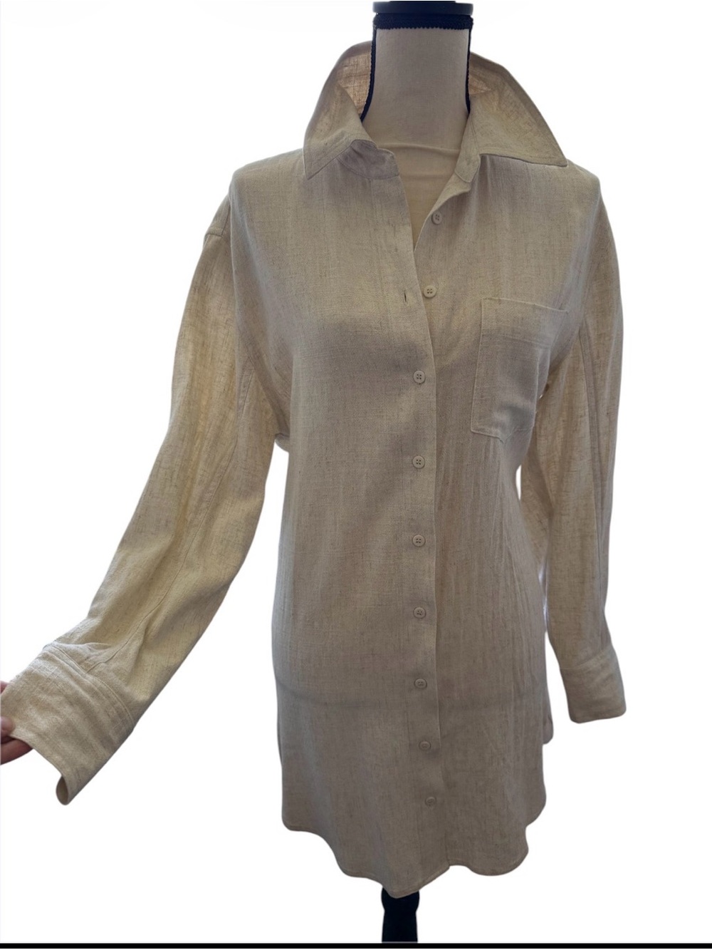 Z Supply Ivory Textured Button-Down Dress